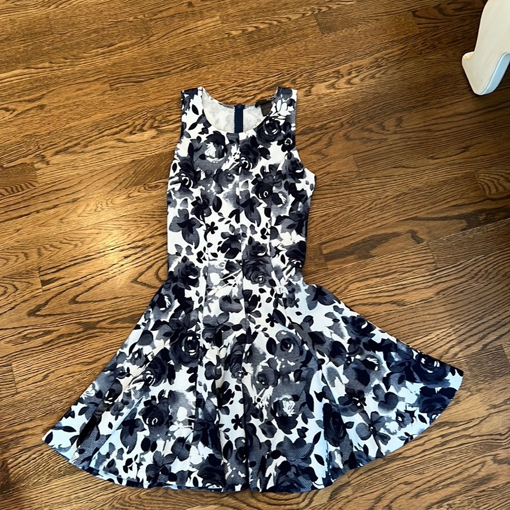 Aqua floral fit and flare dress size Small